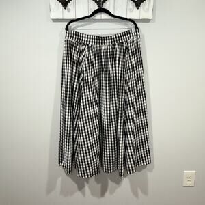 J.Crew Gwyneth Pleated Midi Skirt Black White XL